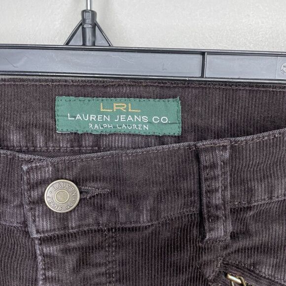 LAUREN Ralph Lauren Pants Womens 10 Brown Straight-Leg Corduroy Zip Pockets LRL - Picture 3 of 8